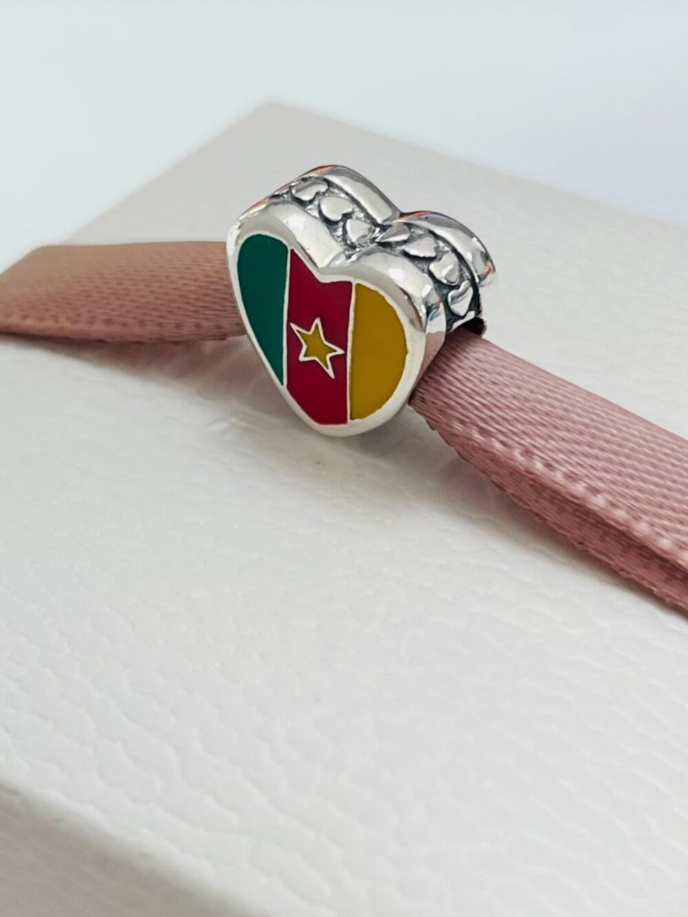 Pandora Cameroon Flag Heart Bead Charm Love Cameroon Charm Travel Charm